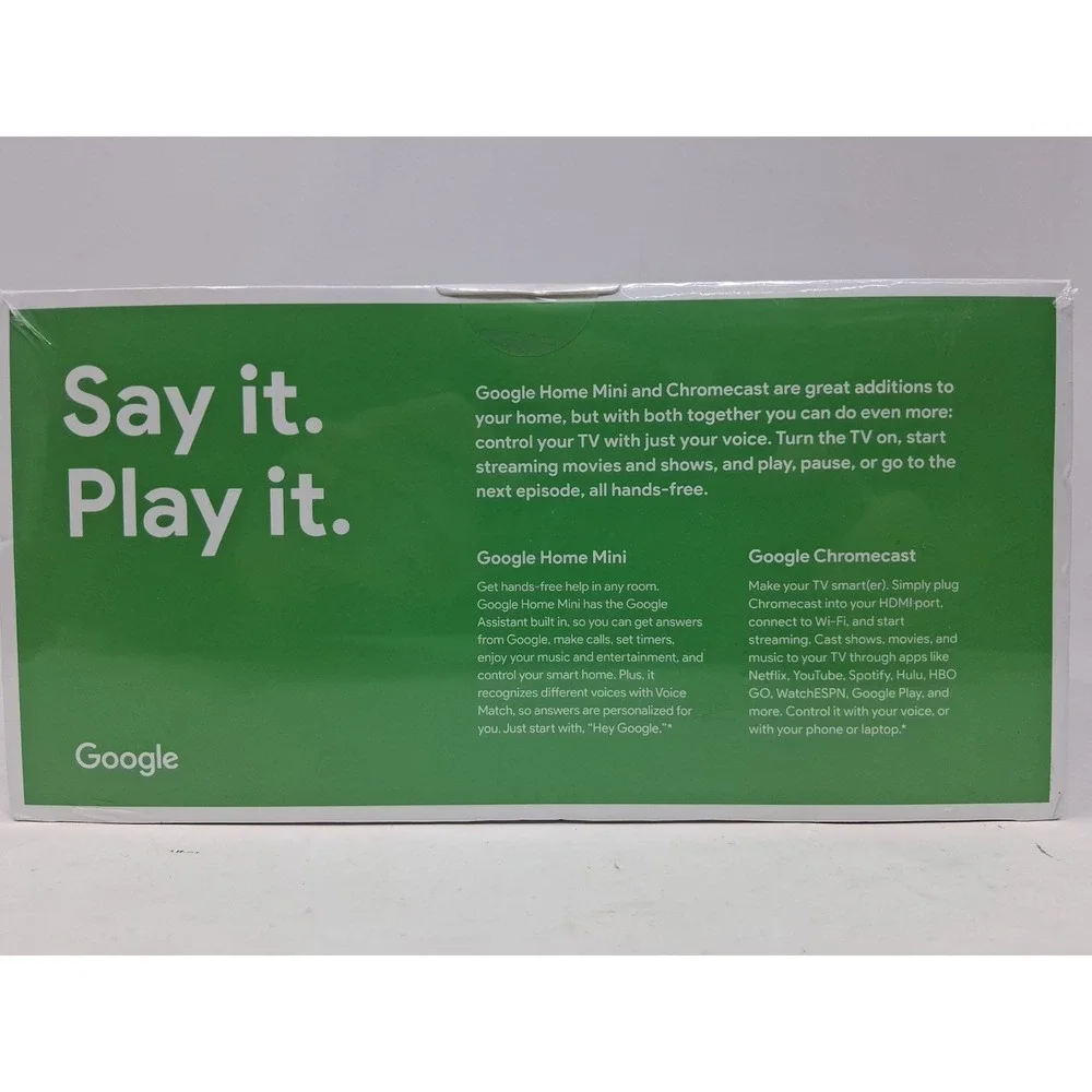 Google Smart TV Kit Home Mini + Chromecast Bundle New Sealed Voice Control. U